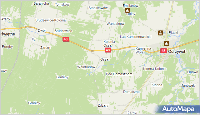 mapa Ossa gmina Odrzywół, Ossa gmina Odrzywół na mapie Targeo