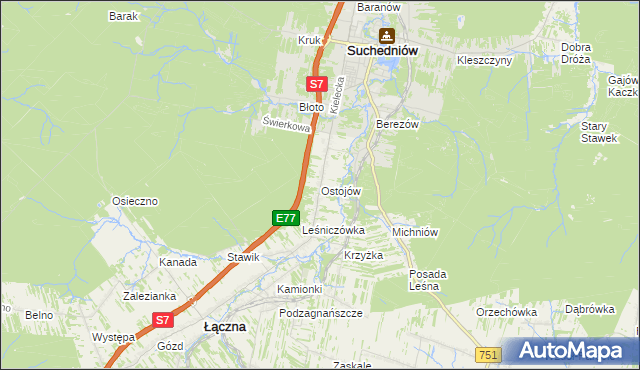 mapa Ostojów, Ostojów na mapie Targeo