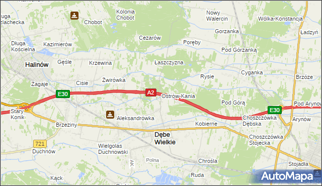 mapa Ostrów-Kania, Ostrów-Kania na mapie Targeo