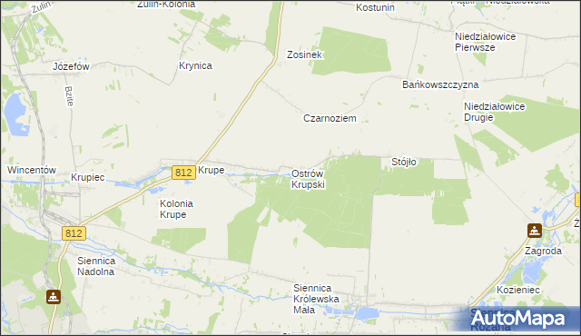 mapa Ostrów Krupski, Ostrów Krupski na mapie Targeo