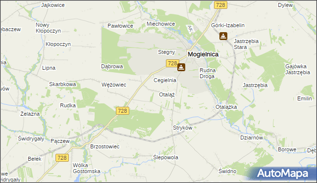 mapa Otaląż gmina Mogielnica, Otaląż gmina Mogielnica na mapie Targeo