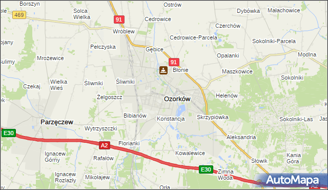 mapa Ozorków, Ozorków na mapie Targeo