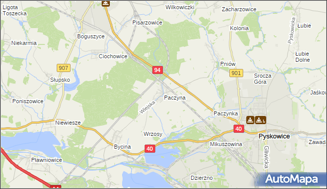 mapa Paczyna, Paczyna na mapie Targeo