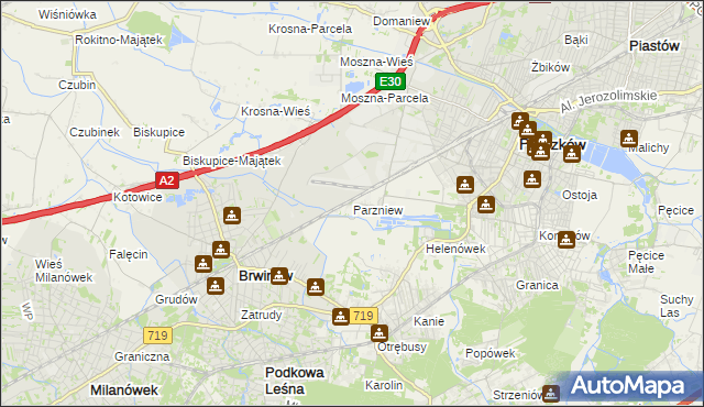 mapa Parzniew, Parzniew na mapie Targeo