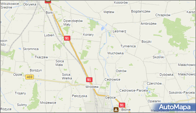 mapa Parzyce gmina Ozorków, Parzyce gmina Ozorków na mapie Targeo