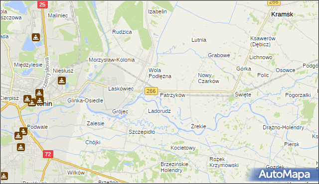 mapa Patrzyków gmina Kramsk, Patrzyków gmina Kramsk na mapie Targeo