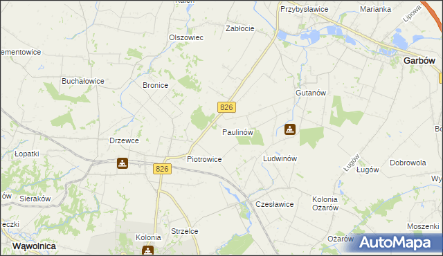 mapa Paulinów gmina Nałęczów, Paulinów gmina Nałęczów na mapie Targeo