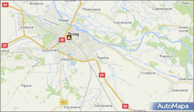 mapa Pawłów gmina Skarbimierz, Pawłów gmina Skarbimierz na mapie Targeo