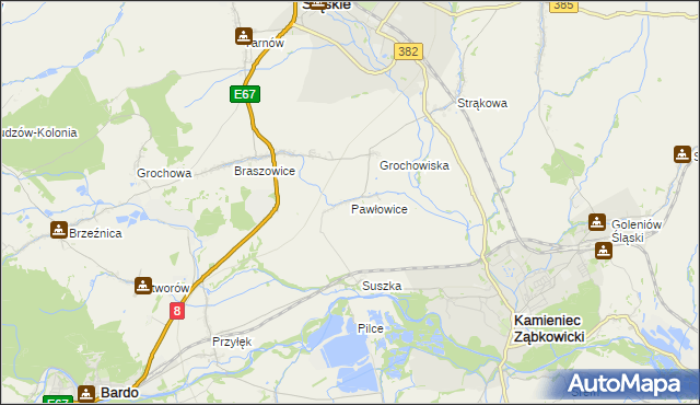 mapa Pawłowice gmina Ząbkowice Śląskie, Pawłowice gmina Ząbkowice Śląskie na mapie Targeo