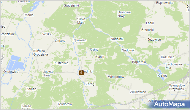 mapa Piaski gmina Koniecpol, Piaski gmina Koniecpol na mapie Targeo