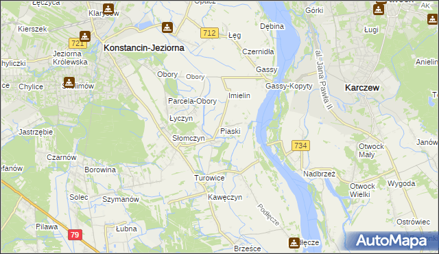 mapa Piaski gmina Konstancin-Jeziorna, Piaski gmina Konstancin-Jeziorna na mapie Targeo