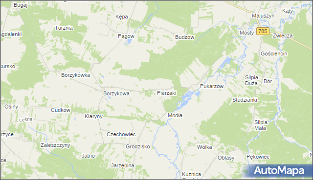 mapa Pierzaki, Pierzaki na mapie Targeo