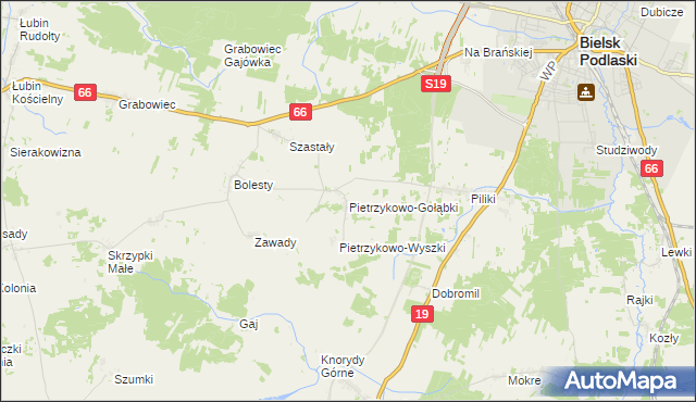 mapa Pietrzykowo-Gołąbki, Pietrzykowo-Gołąbki na mapie Targeo