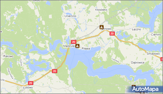 mapa Piława gmina Borne Sulinowo, Piława gmina Borne Sulinowo na mapie Targeo