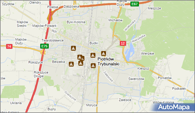 mapa Piotrków Trybunalski, Piotrków Trybunalski na mapie Targeo