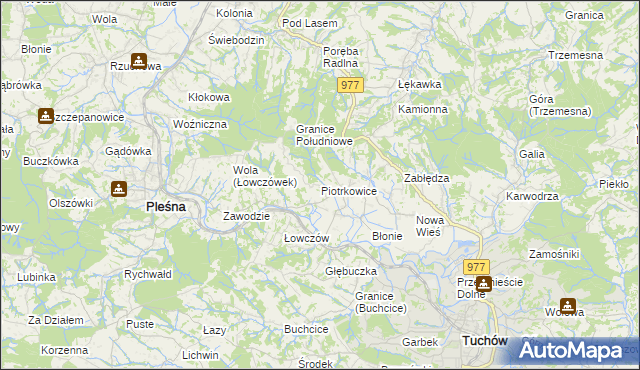 mapa Piotrkowice gmina Tuchów, Piotrkowice gmina Tuchów na mapie Targeo