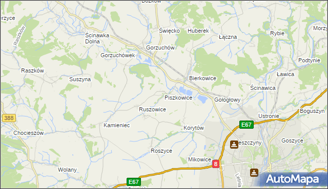 mapa Piszkowice, Piszkowice na mapie Targeo