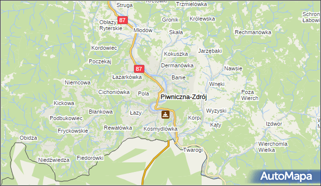 mapa Piwniczna-Zdrój, Piwniczna-Zdrój na mapie Targeo