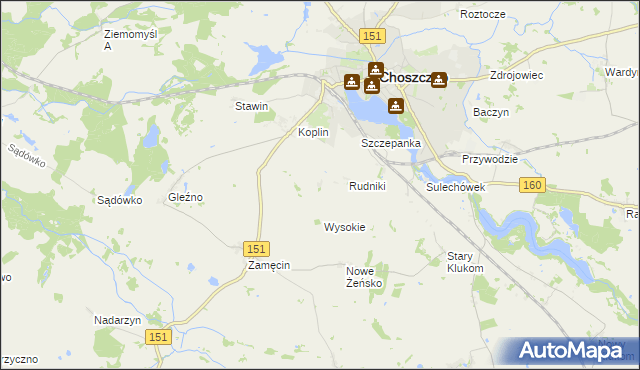 mapa Płoki gmina Choszczno, Płoki gmina Choszczno na mapie Targeo