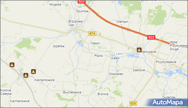 mapa Płonki, Płonki na mapie Targeo