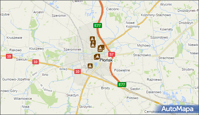 mapa Płońsk, Płońsk na mapie Targeo