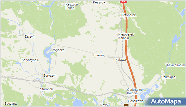 mapa Pniewo gmina Międzyrzecz, Pniewo gmina Międzyrzecz na mapie Targeo