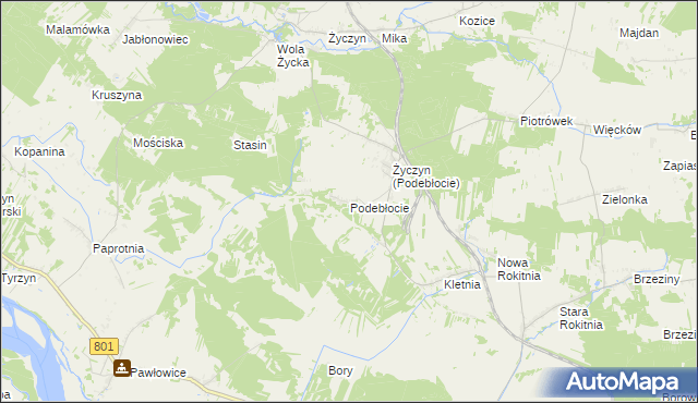 mapa Podebłocie, Podebłocie na mapie Targeo