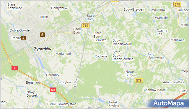 mapa Podlasie gmina Radziejowice, Podlasie gmina Radziejowice na mapie Targeo