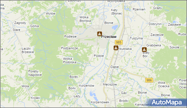 mapa Podole gmina Przecław, Podole gmina Przecław na mapie Targeo