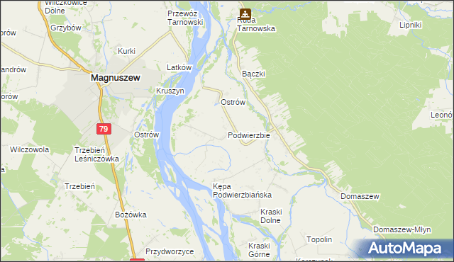 mapa Podwierzbie gmina Maciejowice, Podwierzbie gmina Maciejowice na mapie Targeo