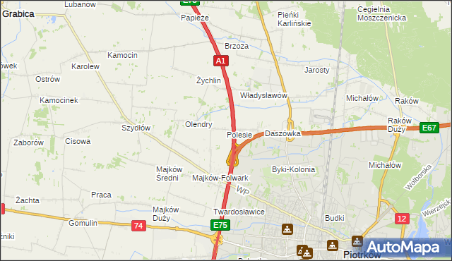 mapa Polesie gmina Grabica, Polesie gmina Grabica na mapie Targeo