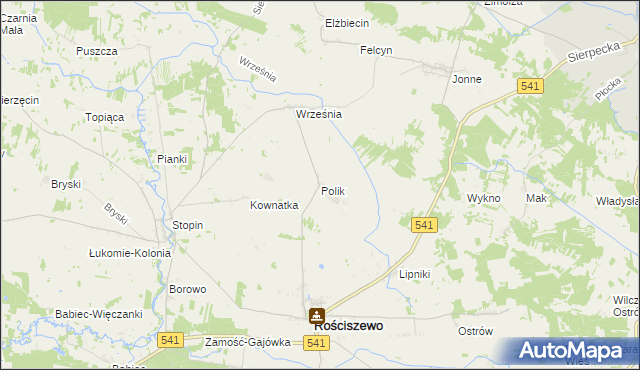 mapa Polik gmina Rościszewo, Polik gmina Rościszewo na mapie Targeo
