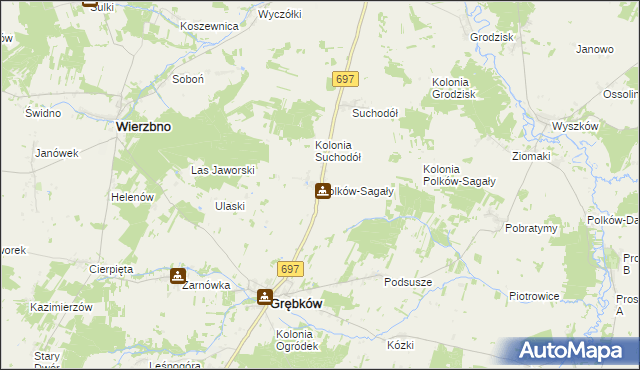 mapa Polków-Sagały, Polków-Sagały na mapie Targeo