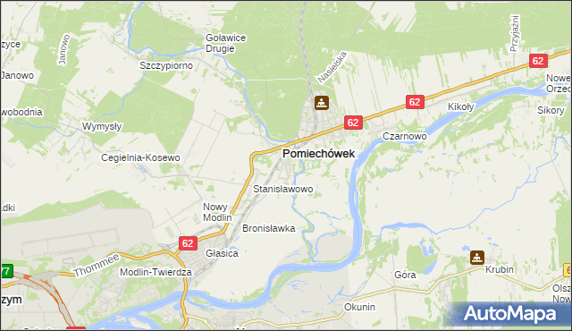 mapa Pomiechowo, Pomiechowo na mapie Targeo