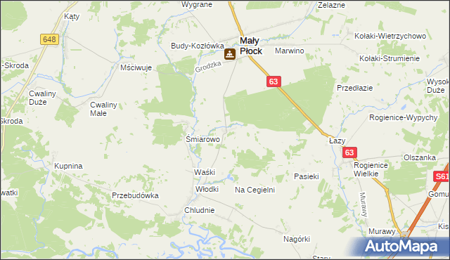 mapa Popki gmina Mały Płock, Popki gmina Mały Płock na mapie Targeo