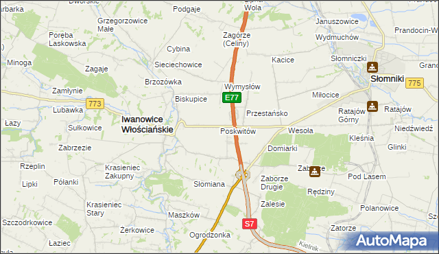 mapa Poskwitów, Poskwitów na mapie Targeo