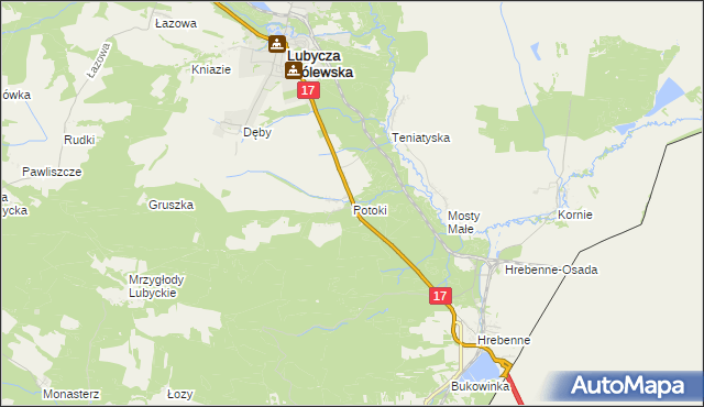 mapa Potoki gmina Lubycza Królewska, Potoki gmina Lubycza Królewska na mapie Targeo