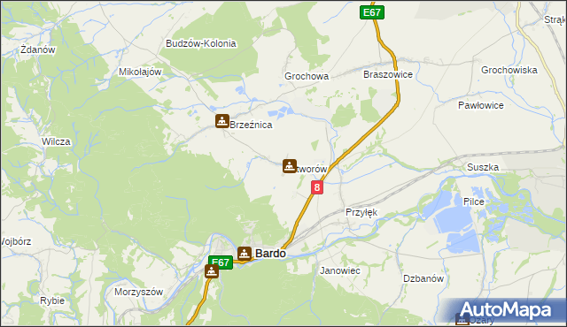 mapa Potworów gmina Bardo, Potworów gmina Bardo na mapie Targeo