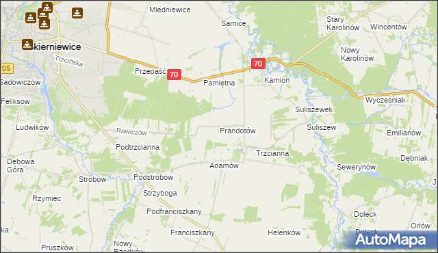 mapa Prandotów, Prandotów na mapie Targeo