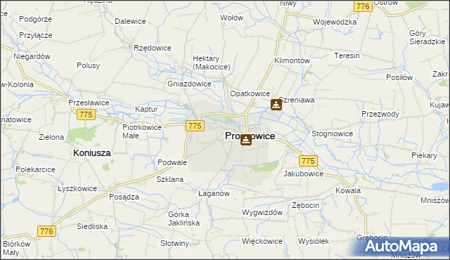 mapa Proszowice, Proszowice na mapie Targeo