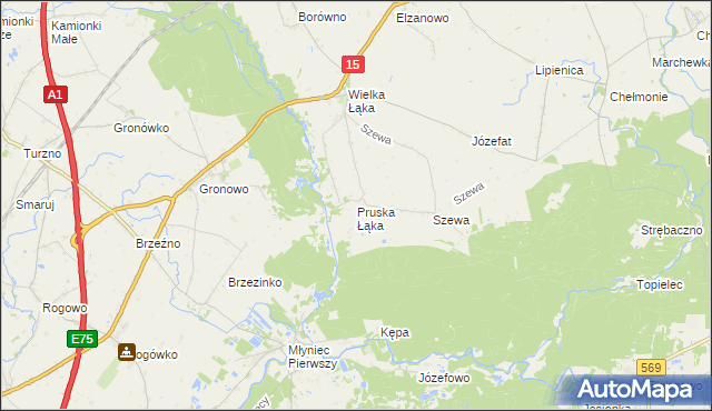 mapa Pruska Łąka, Pruska Łąka na mapie Targeo