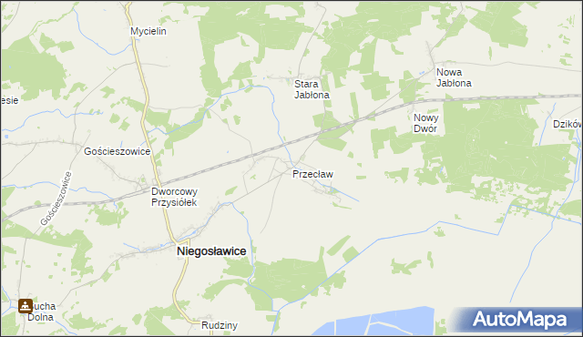 mapa Przecław gmina Niegosławice, Przecław gmina Niegosławice na mapie Targeo