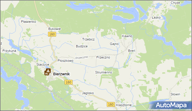 mapa Przeczno gmina Bierzwnik, Przeczno gmina Bierzwnik na mapie Targeo