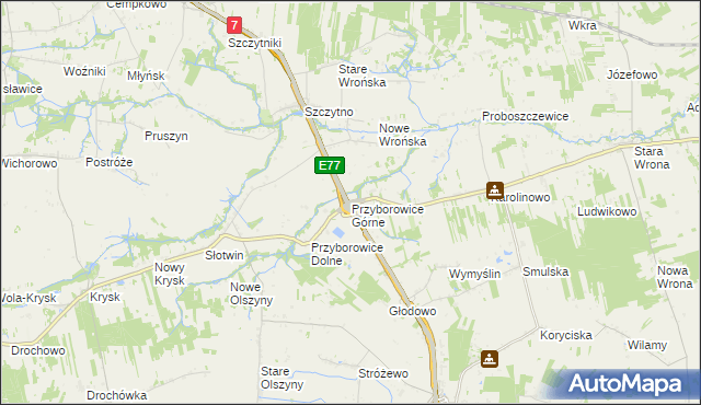 mapa Przyborowice Górne, Przyborowice Górne na mapie Targeo