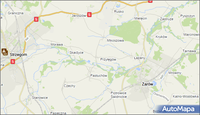 mapa Przyłęgów, Przyłęgów na mapie Targeo