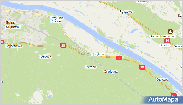 mapa Przyłubie gmina Solec Kujawski, Przyłubie gmina Solec Kujawski na mapie Targeo