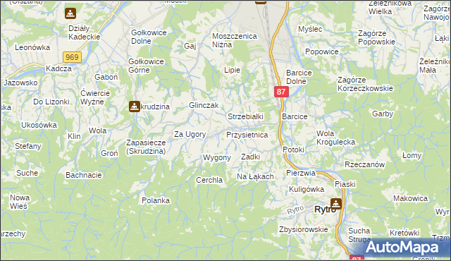 mapa Przysietnica gmina Stary Sącz, Przysietnica gmina Stary Sącz na mapie Targeo