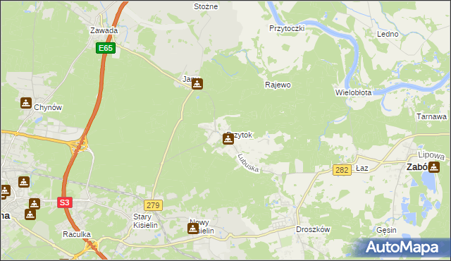 mapa Przytok gmina Zabór, Przytok gmina Zabór na mapie Targeo