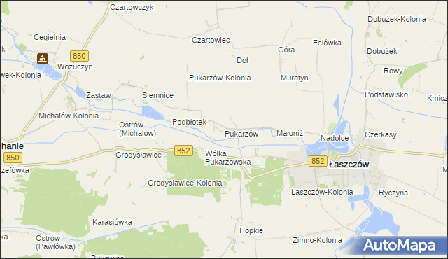 mapa Pukarzów gmina Łaszczów, Pukarzów gmina Łaszczów na mapie Targeo