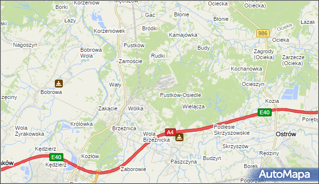 mapa Pustków-Osiedle, Pustków-Osiedle na mapie Targeo